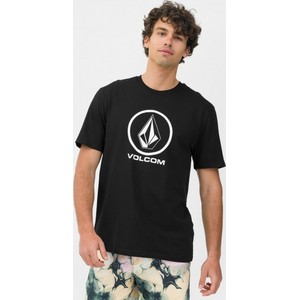 Czarny t-shirt Volcom z bawełny w młodzieżowym stylu z nadrukiem
