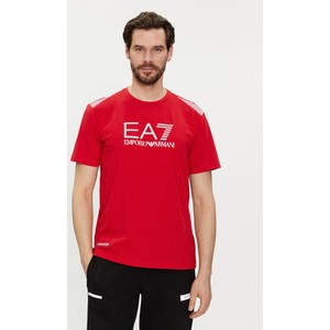 Czerwony t-shirt Emporio Armani w młodzieżowym stylu
