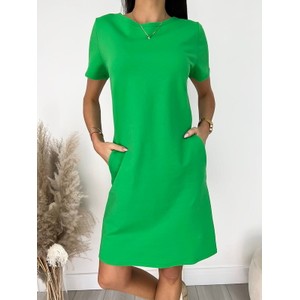 Zielona sukienka ModnaKiecka.pl mini z krótkim rękawem w stylu casual