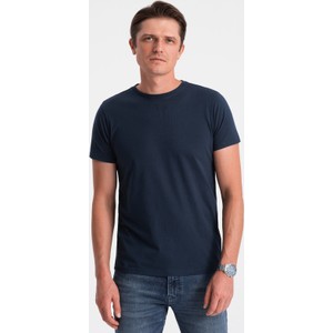 Granatowy t-shirt Ombre z krótkim rękawem z bawełny