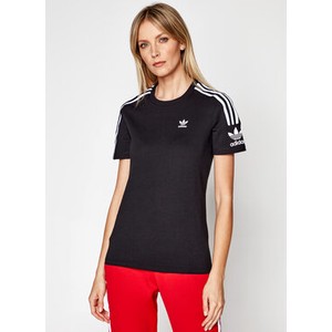 Czarny t-shirt Adidas w sportowym stylu z okrągłym dekoltem