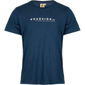 Niebieski t-shirt Roadsign w młodzieżowym stylu z bawełny z krótkim rękawem