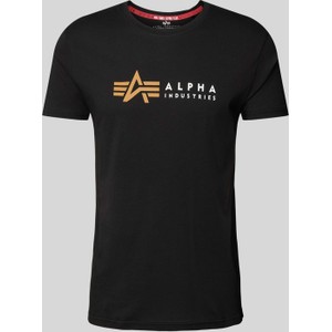 Czarny t-shirt Alpha Industries z bawełny z krótkim rękawem w młodzieżowym stylu