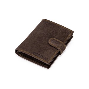 Brązowy portfel męski Ombre Clothing z bawełny