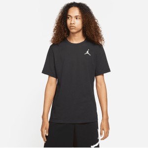 Czarny t-shirt Jordan w stylu casual z bawełny z krótkim rękawem
