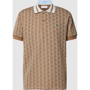 Brązowy t-shirt Lacoste w młodzieżowym stylu z bawełny z krótkim rękawem