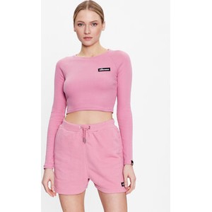 Różowa bluzka Ellesse w sportowym stylu z okrągłym dekoltem