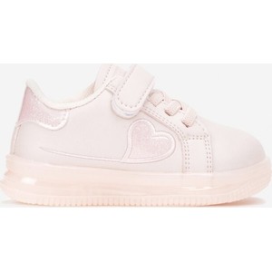 Różowe buty sportowe dziecięce born2be ze skóry sznurowane dla dziewczynek