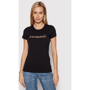 Czarny t-shirt Armani Exchange z okrągłym dekoltem z krótkim rękawem