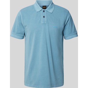 Niebieska koszulka polo Hugo Boss z krótkim rękawem w stylu casual z nadrukiem