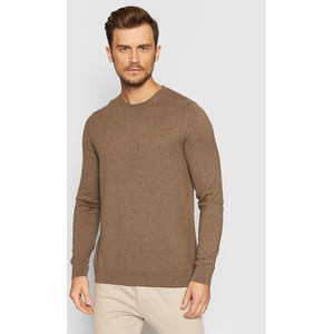 Brązowy sweter Selected Homme w stylu casual z okrągłym dekoltem