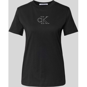 Czarna bluzka Calvin Klein z krótkim rękawem z bawełny