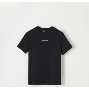 Czarny t-shirt Sinsay w stylu casual z krótkim rękawem z bawełny