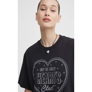 Czarny t-shirt Hugo Boss z bawełny z okrągłym dekoltem w młodzieżowym stylu