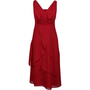 Czerwona sukienka Fokus z tkaniny w stylu glamour asymetryczna