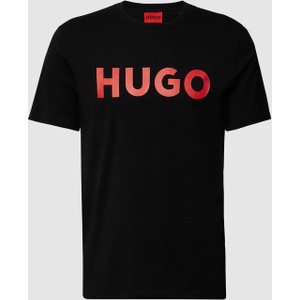 Czarny t-shirt Hugo Boss z krótkim rękawem w młodzieżowym stylu z bawełny