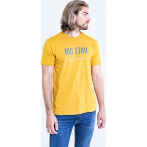 Żółty t-shirt Big Star w młodzieżowym stylu z krótkim rękawem