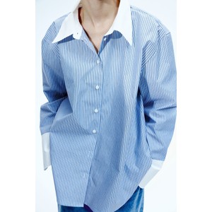 Niebieska koszula H & M z długim rękawem w stylu casual