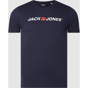 Granatowy t-shirt Jack & Jones z bawełny