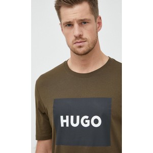 Zielony t-shirt Hugo Boss w młodzieżowym stylu z nadrukiem