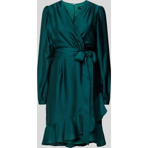 Zielona sukienka Swing w stylu casual mini z długim rękawem