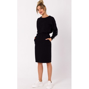 Czarna spódnica MOE w stylu casual midi z bawełny