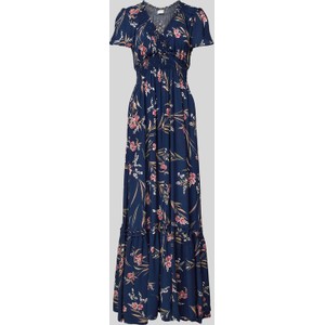 Granatowa sukienka APRICOT z krótkim rękawem maxi
