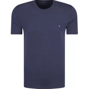 Niebieski t-shirt Guess z krótkim rękawem z bawełny