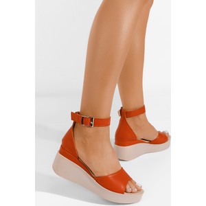 Pomarańczowe sandały Zapatos ze skóry