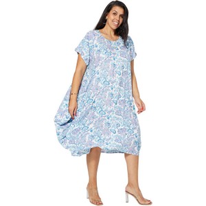 Niebieska sukienka Aller Simplement w stylu casual midi z krótkim rękawem