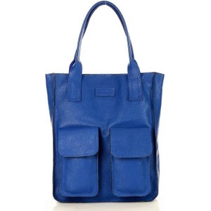 Niebieska torebka MAZZINI matowa ze skóry w wakacyjnym stylu