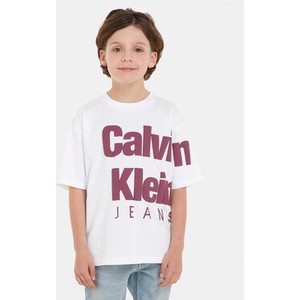 Koszulka dziecięca Calvin Klein z krótkim rękawem z jeansu