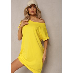 Żółta sukienka Renee prosta z bawełny mini