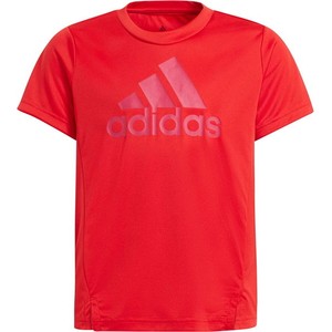 Czerwona koszulka dziecięca Adidas dla chłopców z krótkim rękawem