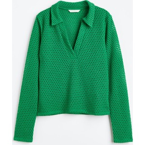 Zielona bluzka H & M z dekoltem w kształcie litery v w stylu casual z dżerseju