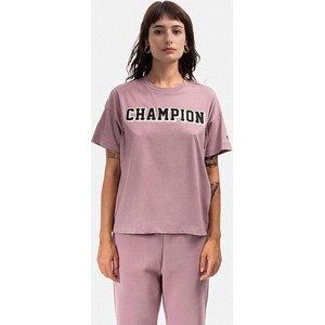 Różowy t-shirt Champion z bawełny w sportowym stylu