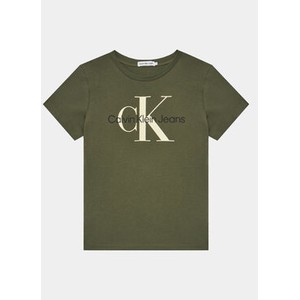 Zielona koszulka dziecięca Calvin Klein z jeansu dla chłopców
