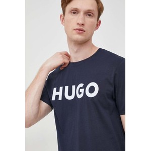 Granatowy t-shirt Hugo Boss z krótkim rękawem w młodzieżowym stylu