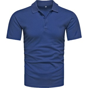 Niebieska koszulka polo Recea z bawełny w stylu klasycznym