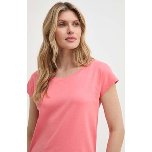 Różowy t-shirt Max & Co. w stylu casual z krótkim rękawem