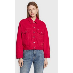 Czerwona kurtka LTB krótka w stylu casual z jeansu