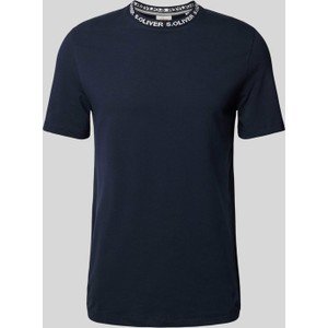 Granatowy t-shirt S.Oliver z bawełny z nadrukiem