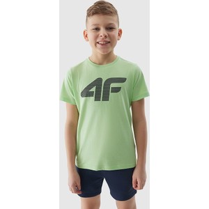 Zielona koszulka dziecięca 4F z bawełny dla chłopców