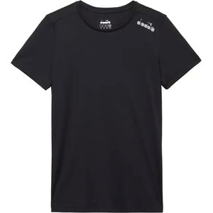 Czarny t-shirt Diadora w sportowym stylu z okrągłym dekoltem