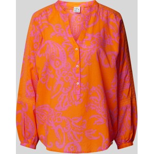 Pomarańczowa bluzka Emily van den Bergh z bawełny z dekoltem w kształcie litery v w stylu casual