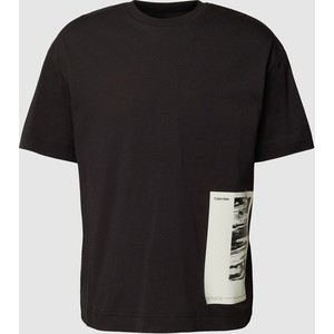Czarny t-shirt Calvin Klein z krótkim rękawem z bawełny w stylu casual