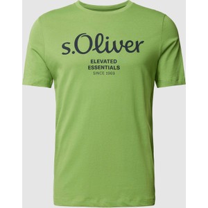 Zielony t-shirt S.Oliver z nadrukiem z bawełny w młodzieżowym stylu