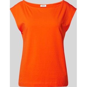 Pomarańczowa bluzka Esprit z bawełny z krótkim rękawem
