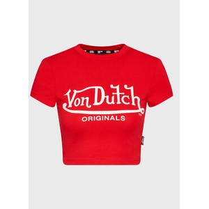T-shirt Von Dutch z okrągłym dekoltem z krótkim rękawem w młodzieżowym stylu