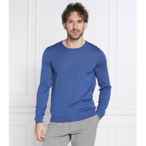 Niebieski sweter Hugo Boss z okrągłym dekoltem